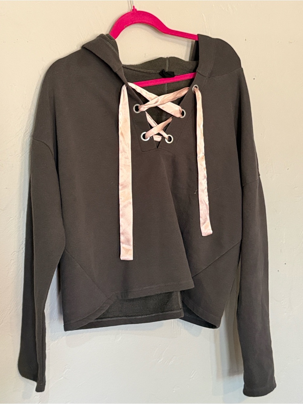 Out From Under for Urban Outfitters Gray Hoodie, Sz S, Lace up Sweatshirt (m1) - Picture 2 of 3